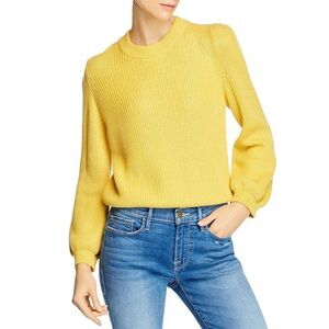 Frame Puff Sleeve Rib Organic Cotton Sweater